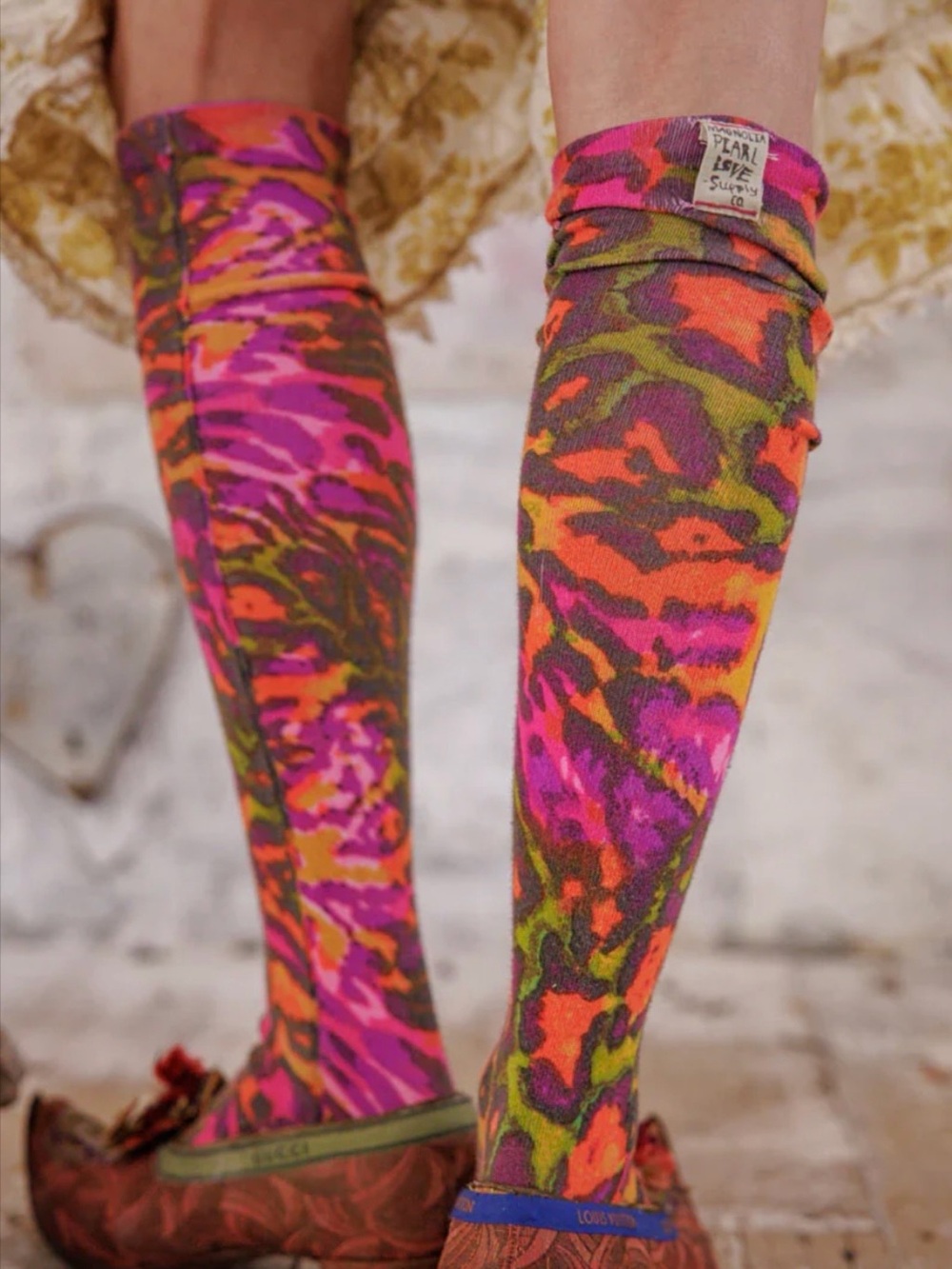 Magnolia Pearl Neon Pink & Orange Multi-Color Knee-High Socks